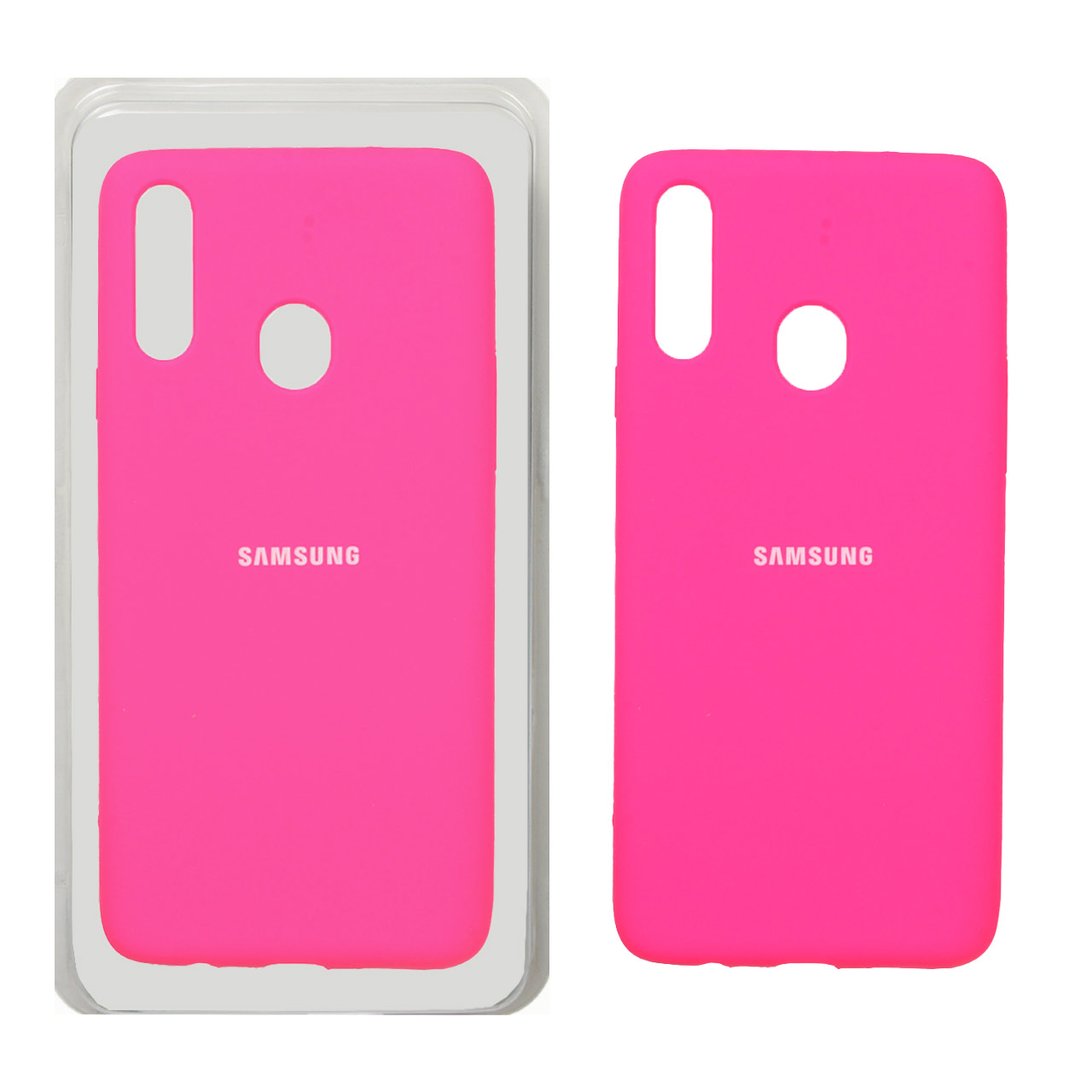 قاب سیلیکونی پاک کنی اورجینال Samsung Galaxy A20s - صورتی فانتزی (پک اصلی)